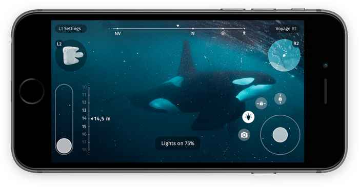aplicación de control del Blueye Pioneer