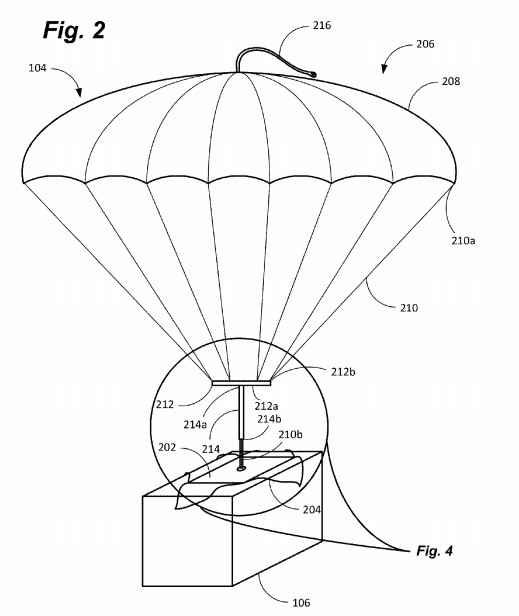 paracaídas para drone de reparto