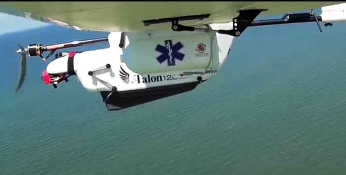 entrega médica urgente con un drone